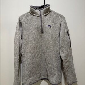 Patagonia Light Gray Fleece Quarter-Zip Pullover size Large